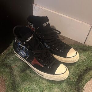 Converse Black and Red High-Top Sneakers